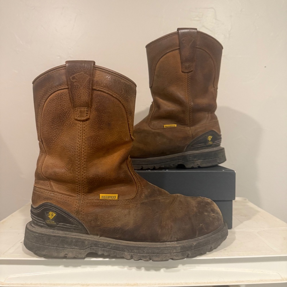 Herman Survivors Work Boots Mens 8 Brown Fair Waterproof Leather Pull-On ASTM